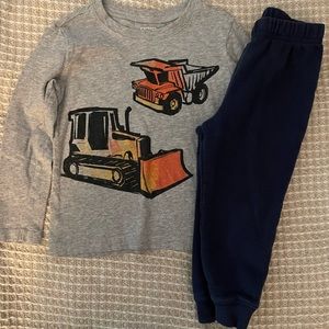 Carter’s Gray Long-Sleeve Truck Shirt & Navy Blue Jogger’s Size 24 Months